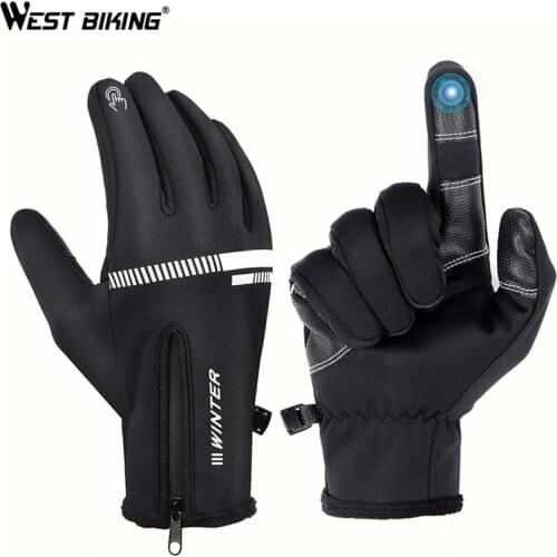 WEST BIKING Cycling Gloves Winter Fleece Thermal MTB Bike Gloves Touch Screen Outdoor Camping Hiking Motorcycle Bicycle Gloves