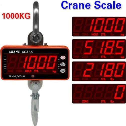 Digital Hook Scale 1000Kg 2000LB Crane Industrial Heavy Duty Weighing Balance Hanging Bascula Gram Weighting Steelyard 35%OFF