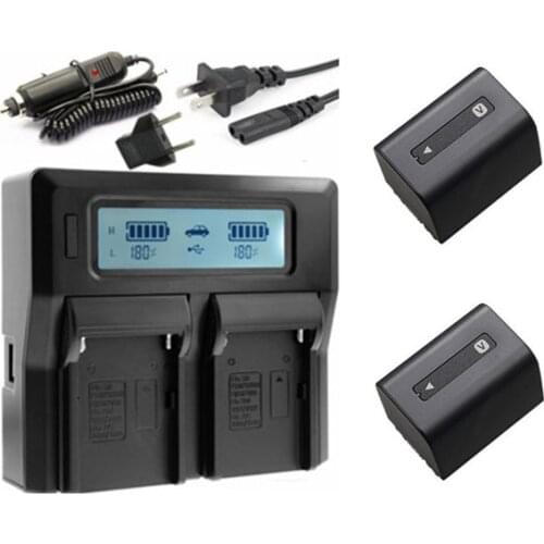 2x NP-FV70 NP FV70 FV30 FV50 Battery+LCD Dual USB Charger for Sony HDR-CX105, CX110, CX115, AXP33 AXP35 AX30 DEV-3 DEV-5 AXP35