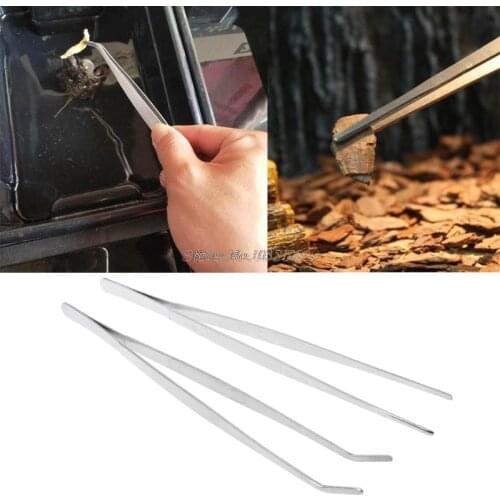 2 Pcs New 30cm Reptile Feeding Tongs Tweezers Clamp Curved Stainless Steel Feeder Clip Tool Whosale&DropShip