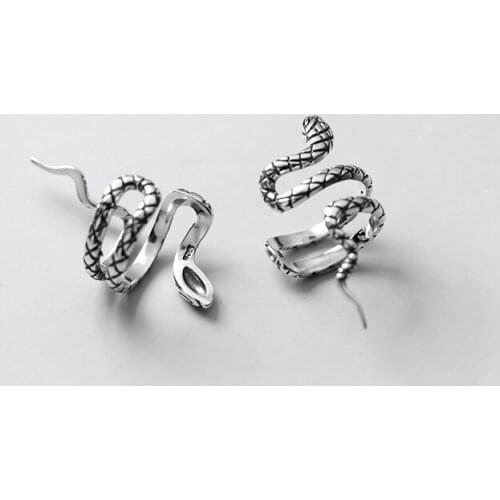 Retro 1pair (No pierced) Real. 925 Sterling Silver Jewelry cartilage WAve Snake Clip On Cuff Earrings Ear-Bone C-G7300