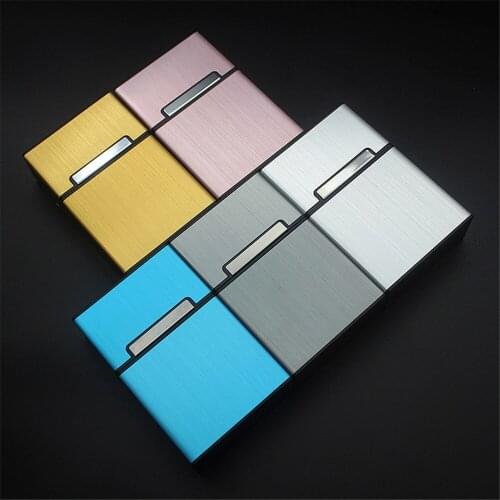 1PC Candy Color Cigarette Case Fashion Aluminum 20 PCS Cigarettes Capacity Cigarettes Case Magnetic Buckle Tobacco Box Women Men