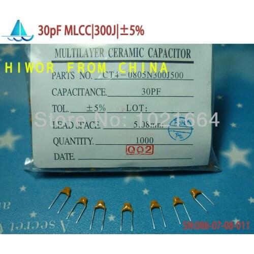 1000pcs/lot)(Capacitors|MLCC) 30pF 300J 50V Leaded Multilayer Monolithic Ceramic Capacitor, pitch:5.08MM, TOL:5