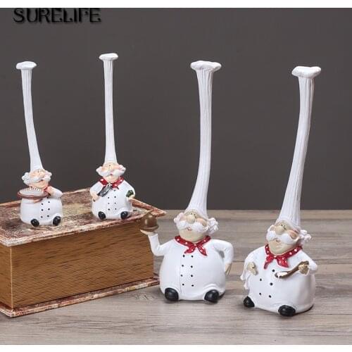 2pcs High quality chef kitchen decor resin model kit figurines decoration statuette