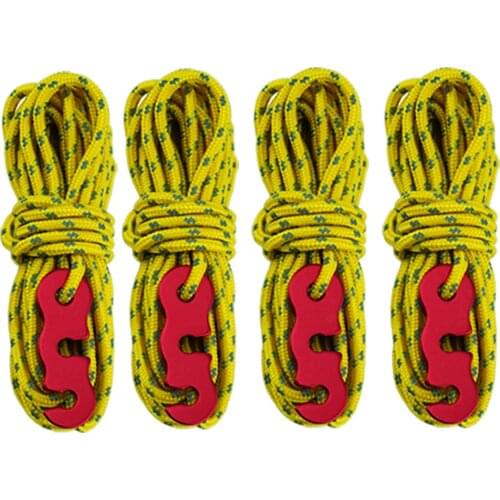 4 Pcs 3MM Adjustable Wind Rope Tent Accessories Reflective With S-Ring Hooks High Strength Wind Rope Outdoor Camping Wind Rope