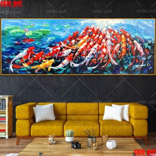 5D DIY Diamond Painting Cross Stitch Koi fish Needlework Full Square Round Diamond Embroidery animal mosaic kit Home Decor large