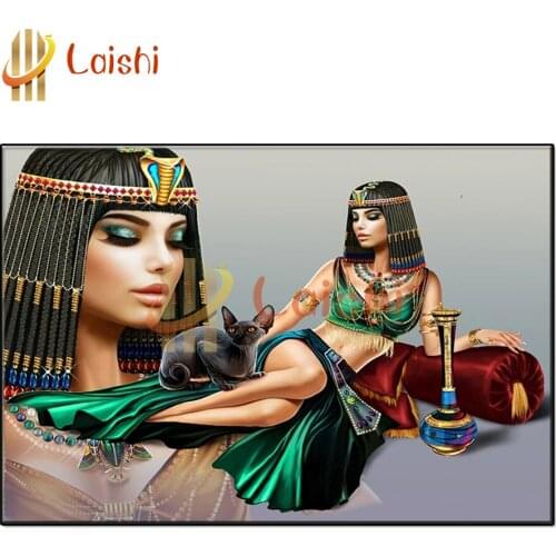 5D DIY full square diamond painting Cleopatra and Sphynx cat mosaic diamond rhinestone embroidery cross stitch home decor