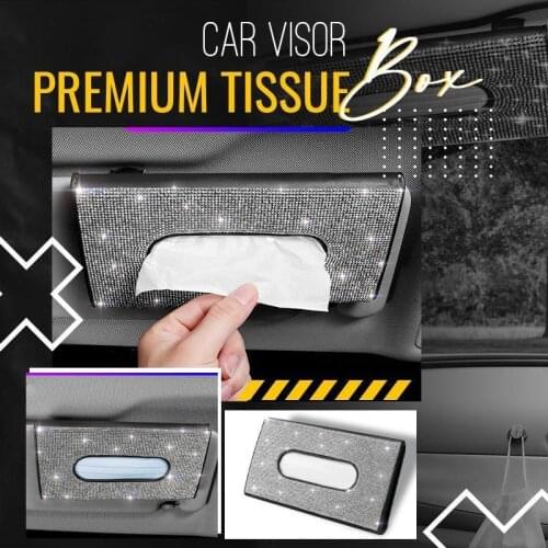 Car Visor Premium Tissue Box Sun Visor Rhinestones Crystal Leather Auto Tissue Paper Case Interior Accessories Dropshipping