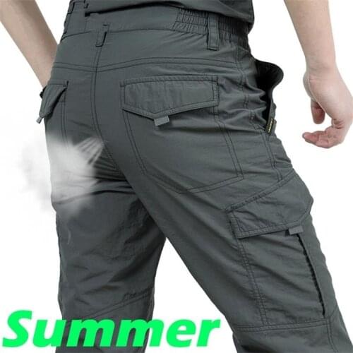 Summer Mens Tactical Cargo Pants Thin Military Long Trousers Men Breathable Waterproof Quick Dry Casual Pants Mens Outdoor