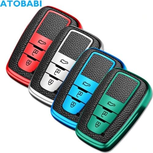 TPU Leather Car Key Cover For Toyota Camry Prius Corolla C-HR CHR RAV4 Avalon Land Cruiser Prado 2018 2019 2020 Remote Fob Case