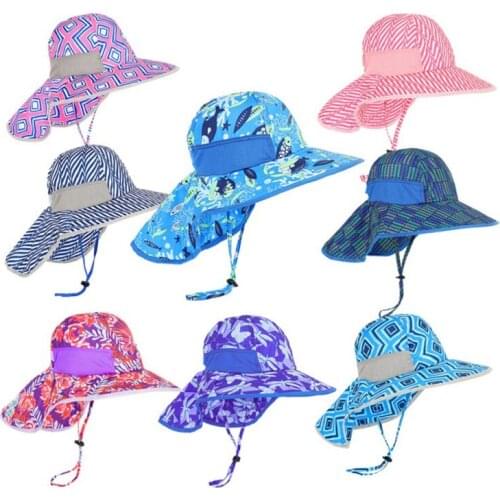 Wide Brim Children Sun Hat Kids Bucket Cap Summer Beach Girls Travel Outdoor Anti-UV Sun Protection Cap MK