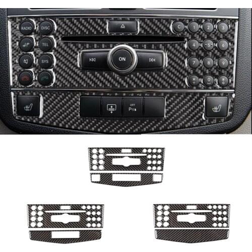 For Mercedes Benz C Class W204 2007 2008 2009 2010 Carbon Fiber Car Interior Center Control Navigation Panel Frame Cover Trim