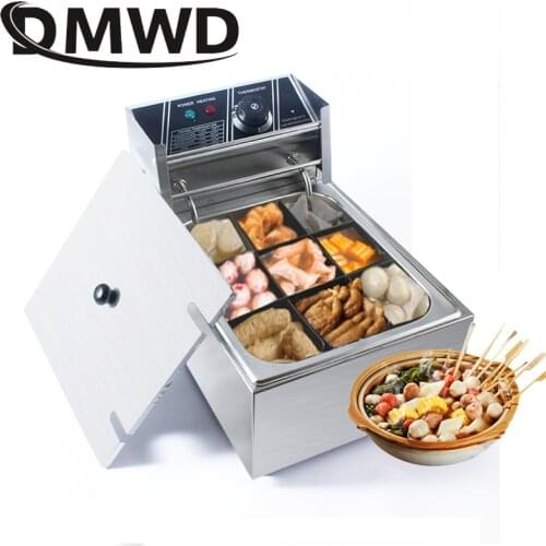 DMWD Commercial Stainless Steel Kanto Cooking Machine Spicy Hot Pot Stove Electric Food Skewer Stew Japanese Oden Cooker 9 Grid