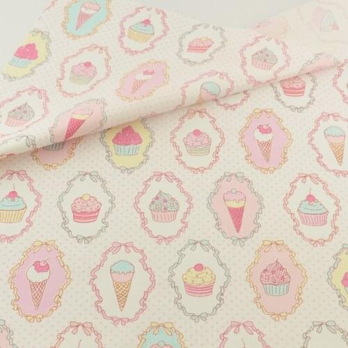 Booksew Home Textile Cotton Fabric Scrapbooking Bedding Twill Pink Ice-cream And Sweet Design Tecido Sewing Clothing Patchwork