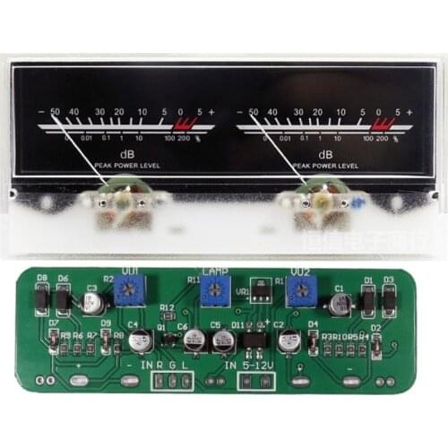 Double pointer VU Meter Stereo Audio Amplifier Board DB Sound Level Indicator Meter Adjustable Backlight With Driver