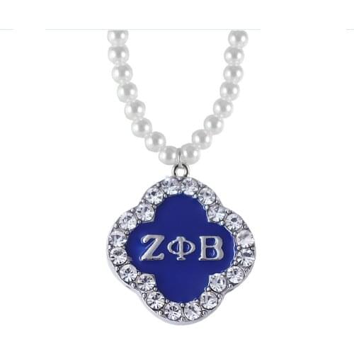 Double Nose Metal Inlaid Zeta phi beta pearl necklaces sorority gift peace dove charm jewelry Greek society students gifts