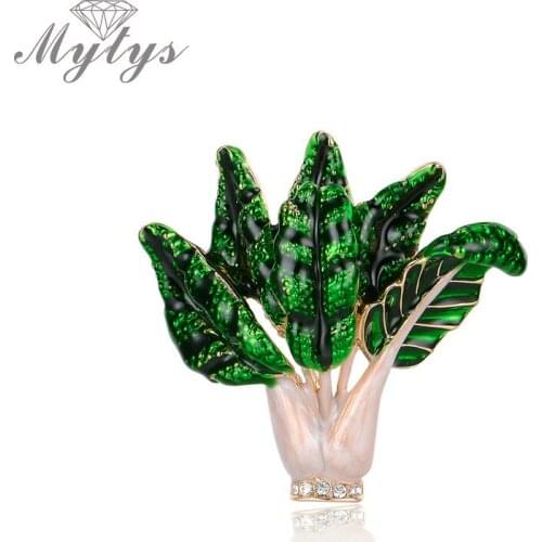 Mytys Enamel Green Vegetables Brooches for Women Girls and Mother Gift Ethnic Pins for Clothing Decoration Accessory X285