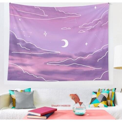 Purple Sunset View tapestry Beautiful home Art Deco Wall Tapestry Bohemian decoration Hippie psychedelic Scene Travel mattress