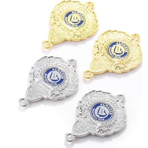 2pcs Saudi Arabia football club logo pendant double link for jewelry making DIY handmade bracelet necklace accessories