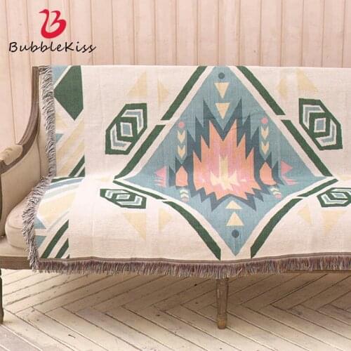 Bubble Kiss Classical Sofa Towel Throw Blanket Geometry Simple Home Bedspread Blanket Textile Decor Knitted Tassel Cover Blanket