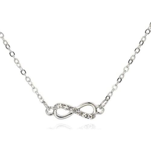 Tiny Trendy Crystal Letter 8 Infinity Pendant Necklace Simple Link Chain Necklaces For Women Fashion Minimalist Jewelry Gift