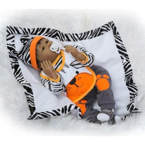 NPKCOLLECTION 2017 hotsale black vinyl soft real gentle touch reborn baby lifelike newborn baby for Childrens Day gift