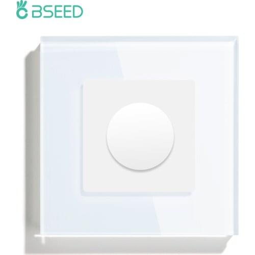 BSEED Mechanical Dimmer Switch Led Dimmable Wall Light Switches EU Standard Lamp Switch Brightness Adjustable Glass Frame 10A