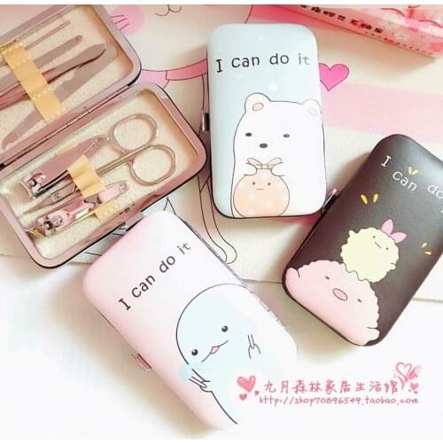 Cute cartoon sumikko gurashi Trimming nail clippers set scissors pliers special pedicure nail tools household seven-piece set