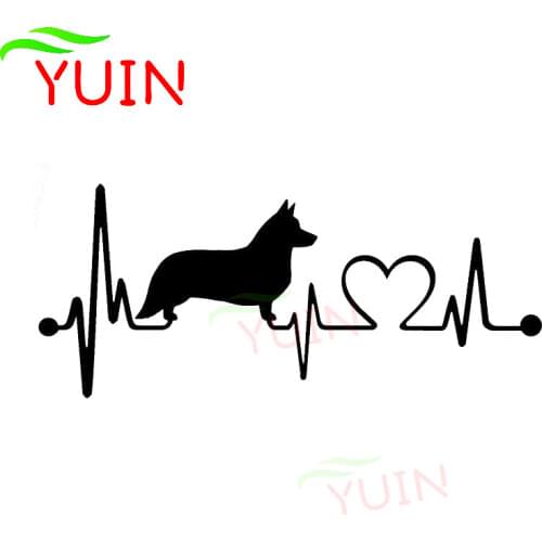 Car Sticker Cardigan Welsh Corgi Picture Dog Heartbeat Decal Cartoon Cars Accessories PVC Decoration Waterproof Sunscreen Decals