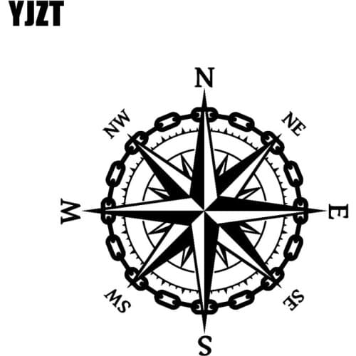 YJZT 17.8CM*17.8CM Vinyl Decal Nautical Compass Sailor Ocean Sea Style Car Stickers Black Silver C10-01177