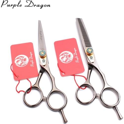 6" Purple Dragon 440C Black Hairdressing Scissors Cutting Shears Thinning Scissors Professional Hair Scissors Dropshipping Z1020