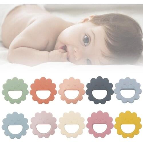 Baby Flower Shape Teether Silicone Beads Molar Soother Nursing Teething Chewing Toy Shower Gifts for Newborn Infant