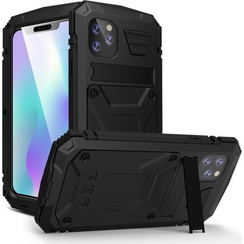 Heavy Duty Full Body Case For iPhone 11 Pro Max Case Metal Armor Shockproof Waterproof Tempered glass Cover For iPhone X XS Max