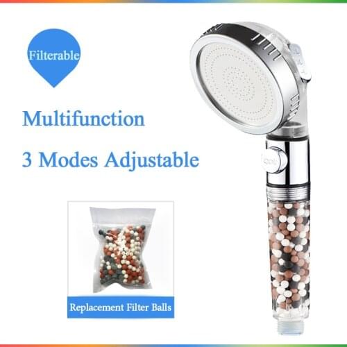 VIP link Zhang Ji New Replacement Filter balls SPA shower head with stop button 3 Modes adjustable shower head