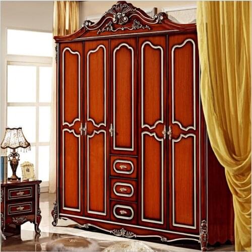 Five door wardrobe Antique European whole wardrobe French rural furniture wardrobe pfy5001