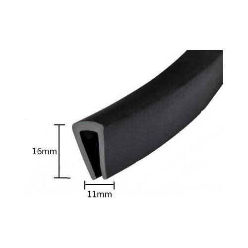 Rubber Sealing U Strip 16x11x16mm for 6 - 7mm thick Glass Metal Wood Panel Board Edge Encloser Shield Black Red Gray Blue Green