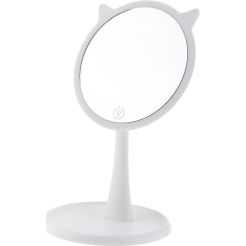 Cute Adjustable LED Makeup Mirror With Lights For Bathroom Shaving Cosmetic