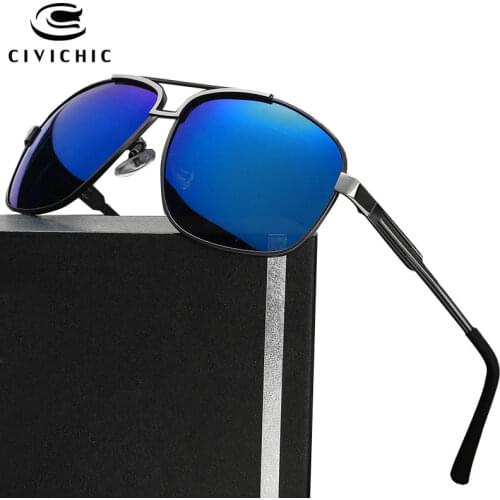 Chic Polarized Sunglasses Men Fishing Driving Glasses Hipster Blue Film Plated Gafas De Sol Retro Alloy Lentes UV400 Oculos E191
