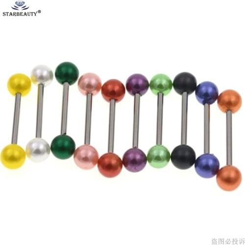 Starbeauty 10 pcs/set Barbell Tongue Piercing Plastic Ball Nipple Ring Sex Tongue Rings Tongue Piercing Helix Earrings Jewelry