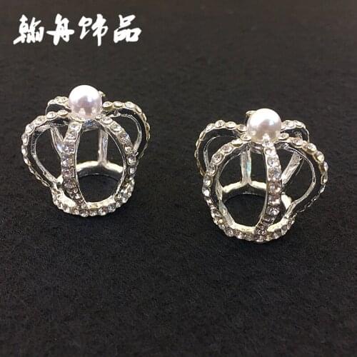 Three Dimensional Crown DIY alloy accessories pearl water drill pet accessories flower disc drilling spot 20pcs