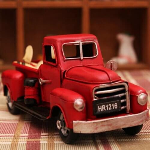 Vintage Metal Classic Rustic Pickup Truck Christmas Tree Gift Home Office Decoration Ornament Red Party Supplies