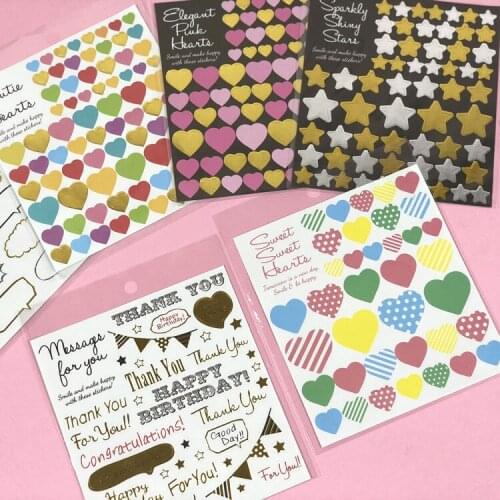 1 Sheet Colorful Golden Heart Stars Birthday Decorative Stickers Notebook Diary Decoration