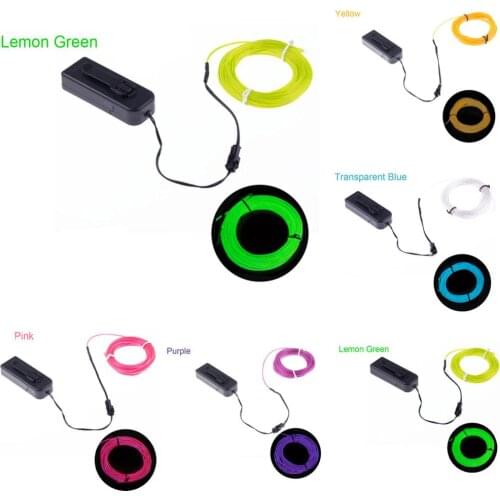1m-5m LED Light Up EL Wire Strip Tube Flexible Neon Light Glow LED EL Wire Strip With Controller Car Dance Party Decoration