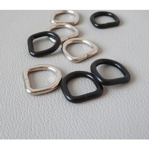 10pcs/Lot 10mm 12mm Metal D Ring Buckle Belt Loop For Bag Straps Backpack Handbag Pet Cat Small Dog Collar Clasp DIY Accessory