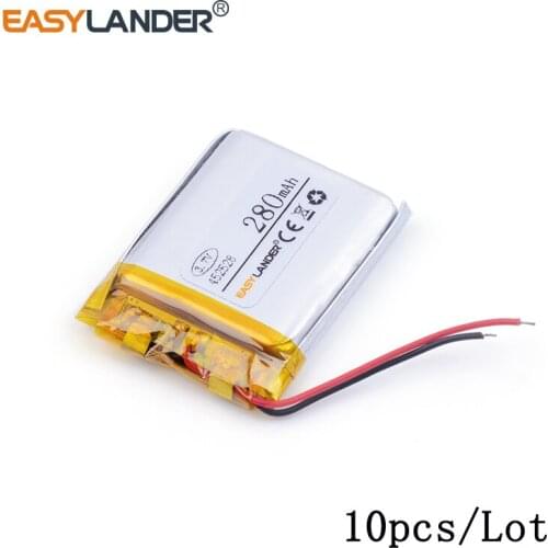 10pcs /Lot 452528 280mAh 3.7v lithium Li ion polymer rechargeable battery 3.7v For ablet battery MP3 Bluetooth audio sound card