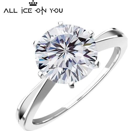 2021 Real Gold Plated Luxury 925 Sterling Silver 1ct D Color Moissanite VVS1 Jewelry Wedding Diamond Stud 6 Claw Ring Women Gift