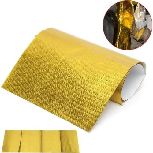 20x60cm self-adhesive reflective gold high temperature exhaust heat shielding wrapping tape insulation sticker car shape