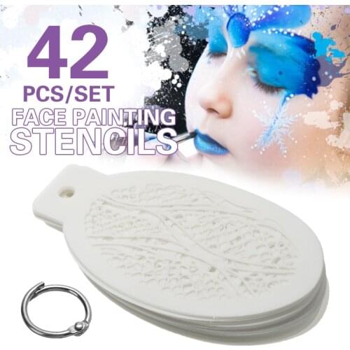 42 Pcs/set Face Painting Stencils Templates Makeup Party Professional Body Art Makeup Tools Dots Fish Scale Leopard Plastic