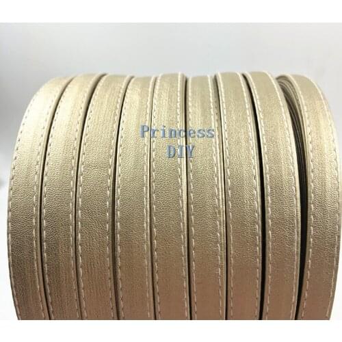 5M/Lot 10 16 30mm Hand Craft Material Light Gold PU Ribbon Soft PU Faux Leather Ribbon Bias Cord DIY Chocker Hair Bow Accessory