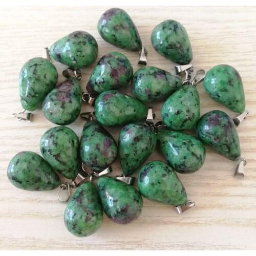 50pcs/lot wholesale Epidote water drop pendants natural stone pendant Charms for Necklaces Earrings jewelry making Free shipping